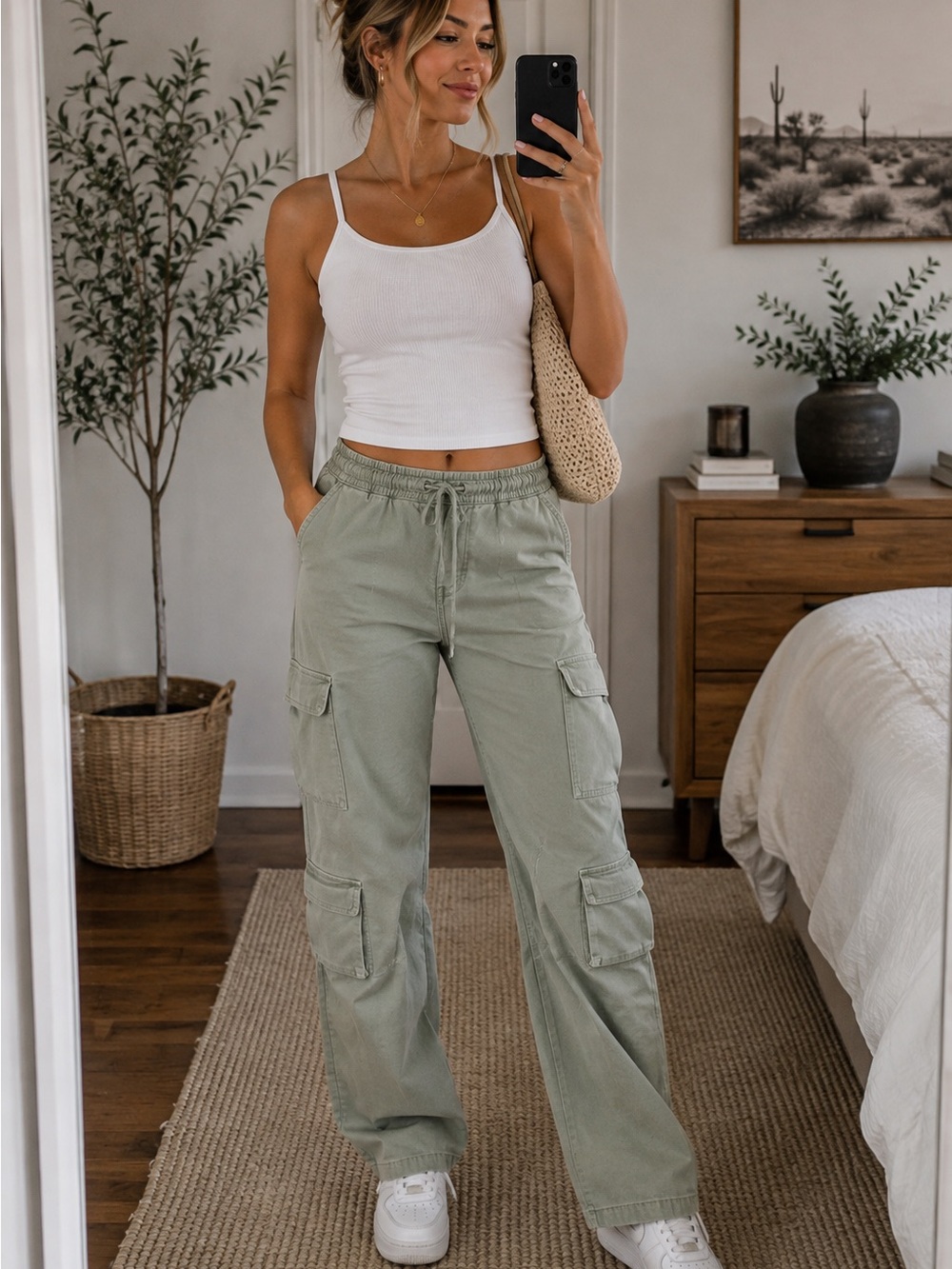 PacSun Sage Green Cargo Pants Y2K Utility Wide Leg Size M